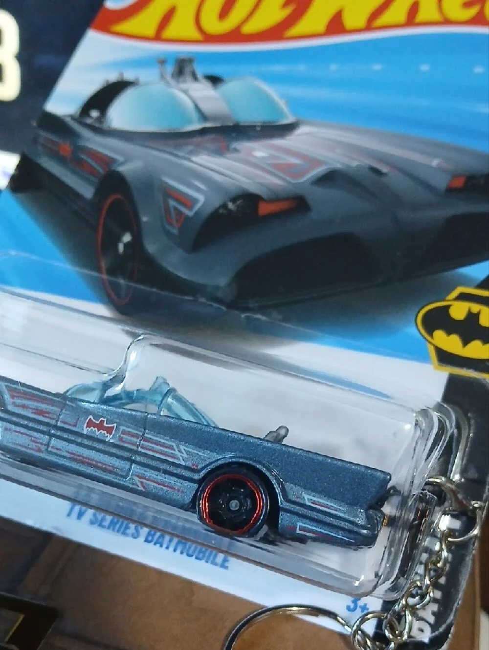 Silver & Red Retro Bat-Car Keychain Card Holder